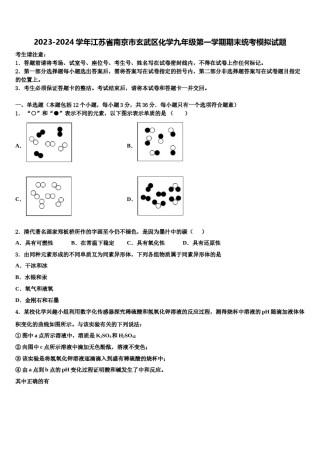 2023-2024学年江苏省南京市玄武区化学九年级第一学期期末统考模拟试题含解析.doc