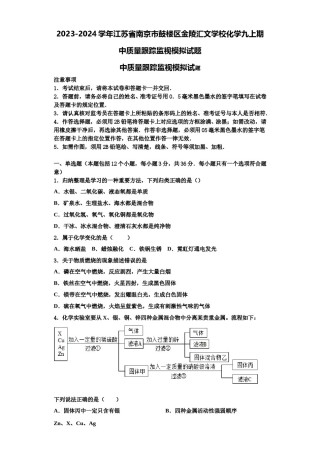 2023-2024学年江苏省南京市鼓楼区金陵汇文学校化学九上期中质量跟踪监视模拟试题含解析.doc