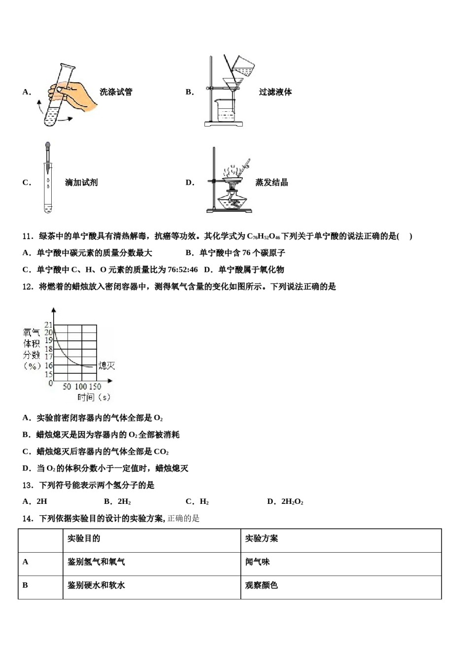 2023-2024学年江苏省南通市紫石中学化学九上期末达标检测试题含解析.doc_第3页