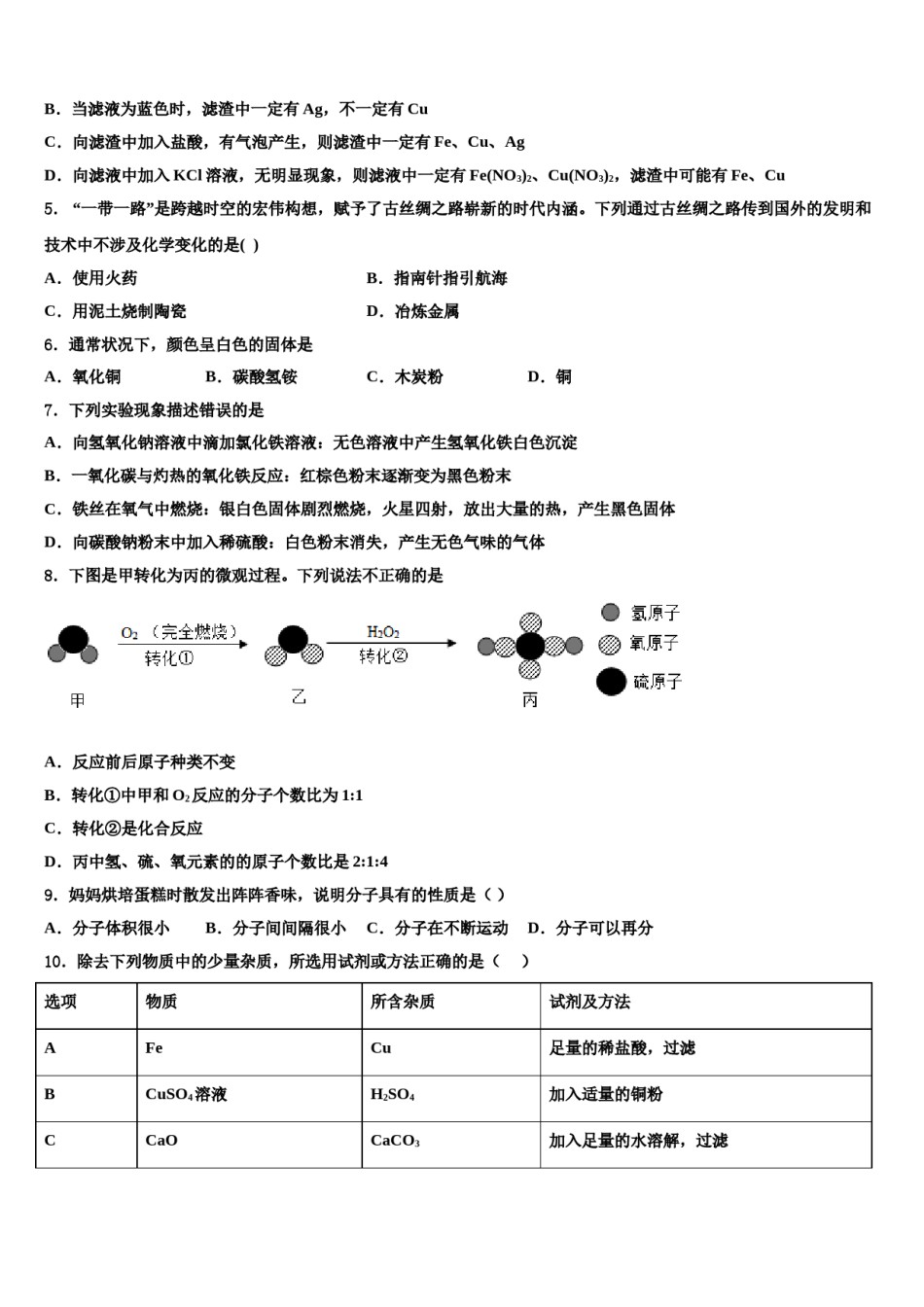 2023-2024学年江苏省南通市紫石中学化学九年级第一学期期末质量检测模拟试题含解析.doc_第2页