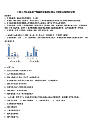 2023-2024学年江苏省启东中学化学九上期末达标测试试题含解析.doc