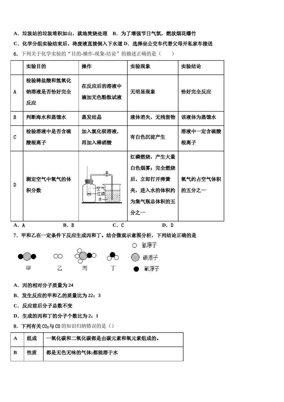 2023-2024学年江苏省大丰区万盈镇沈灶初级中学化学九上期末调研试题含解析.doc_第2页