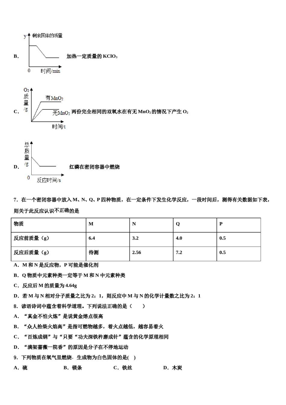 2023-2024学年江苏省如皋市白蒲镇初级中学化学九上期末考试模拟试题含解析.doc_第3页