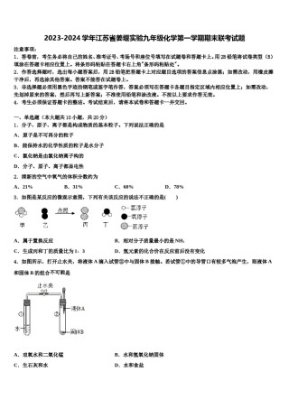 2023-2024学年江苏省姜堰实验九年级化学第一学期期末联考试题含解析.doc