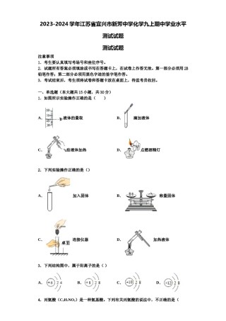 2023-2024学年江苏省宜兴市新芳中学化学九上期中学业水平测试试题含解析.doc