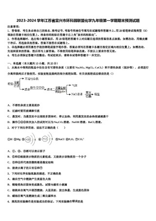 2023-2024学年江苏省宜兴市环科园联盟化学九年级第一学期期末预测试题含解析.doc