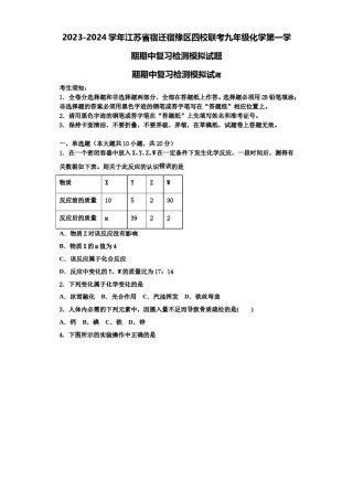 2023-2024学年江苏省宿迁宿豫区四校联考九年级化学第一学期期中复习检测模拟试题含解析.doc
