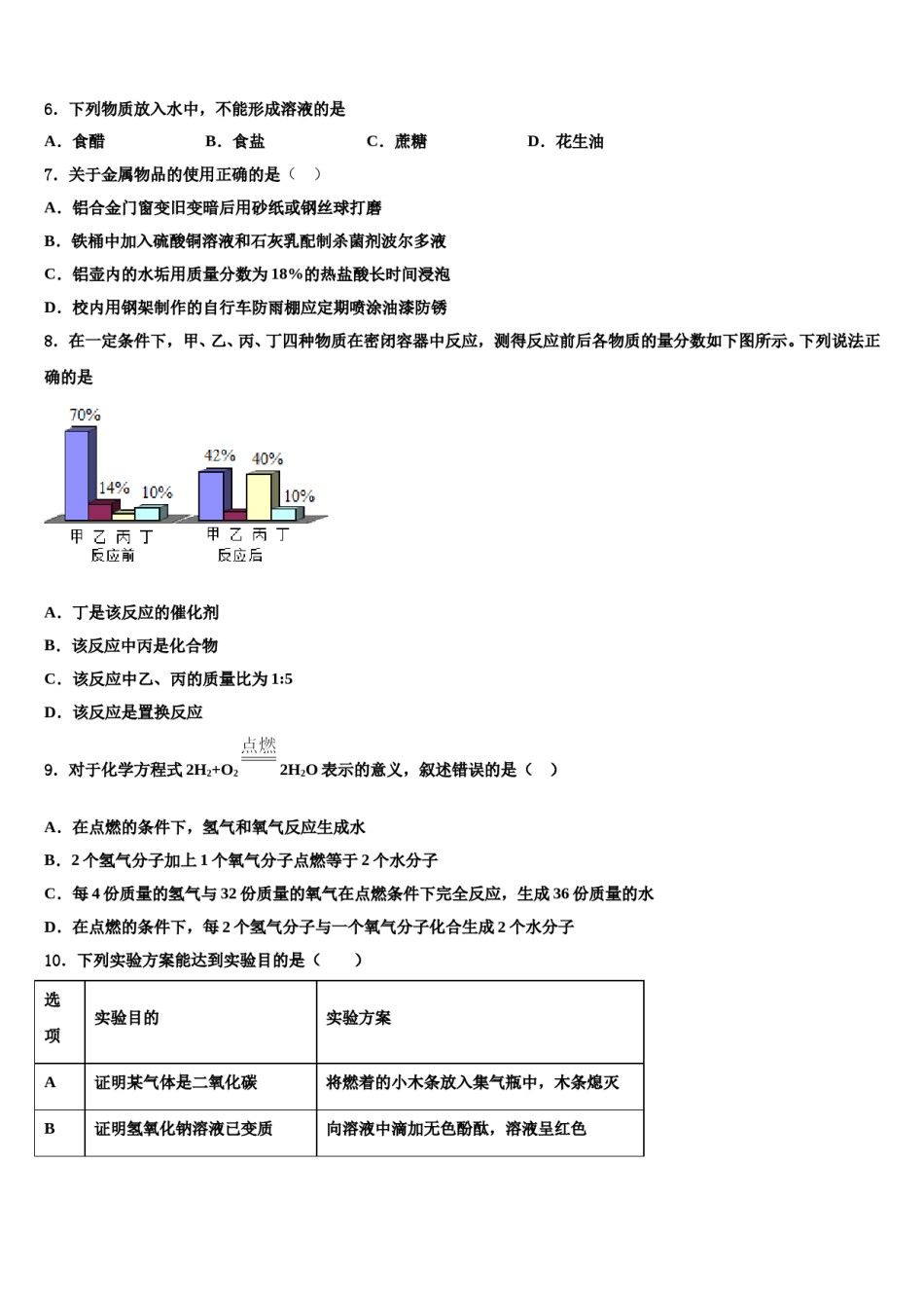 2023-2024学年江苏省常州市第三中学化学九上期末学业水平测试试题含解析.doc_第2页