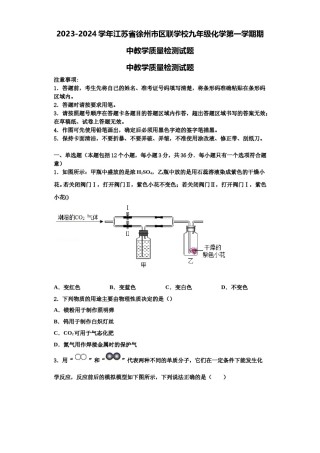 2023-2024学年江苏省徐州市区联学校九年级化学第一学期期中教学质量检测试题含解析.doc