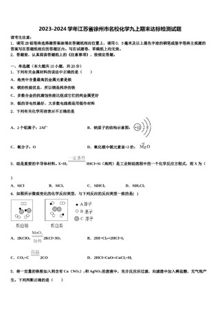 2023-2024学年江苏省徐州市名校化学九上期末达标检测试题含解析.doc