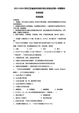 2023-2024学年江苏省徐州市睢宁县九年级化学第一学期期中检测试题含解析.doc
