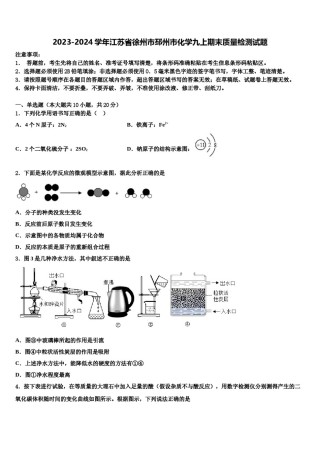 2023-2024学年江苏省徐州市邳州市化学九上期末质量检测试题含解析.doc