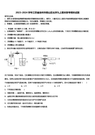 2023-2024学年江苏省徐州市铜山区化学九上期末联考模拟试题含解析.doc