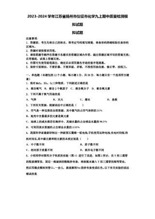2023-2024学年江苏省扬州市仪征市化学九上期中质量检测模拟试题含解析.doc