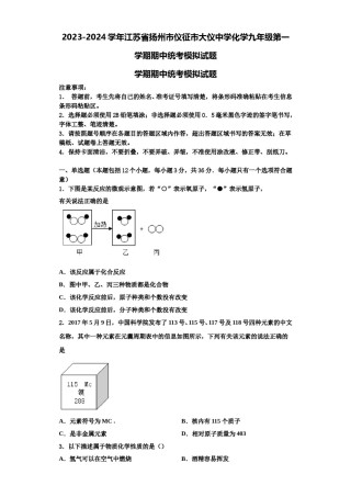 2023-2024学年江苏省扬州市仪征市大仪中学化学九年级第一学期期中统考模拟试题含解析.doc