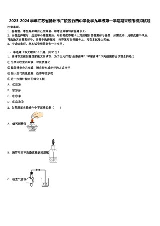 2023-2024学年江苏省扬州市广陵区竹西中学化学九年级第一学期期末统考模拟试题含解析.doc