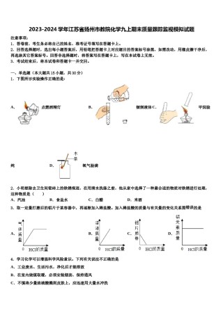 2023-2024学年江苏省扬州市教院化学九上期末质量跟踪监视模拟试题含解析.doc