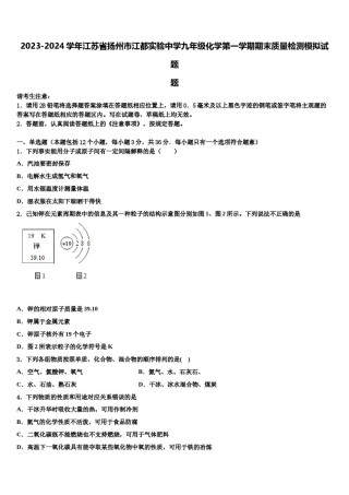 2023-2024学年江苏省扬州市江都实验中学九年级化学第一学期期末质量检测模拟试题含解析.doc