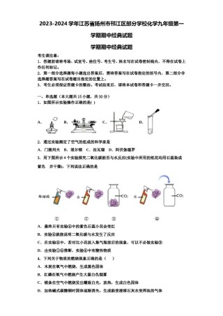 2023-2024学年江苏省扬州市邗江区部分学校化学九年级第一学期期中经典试题含解析.doc