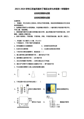 2023-2024学年江苏省无锡市丁蜀区化学九年级第一学期期中达标检测模拟试题含解析.doc