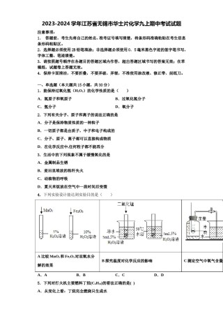 2023-2024学年江苏省无锡市华士片化学九上期中考试试题含解析.doc