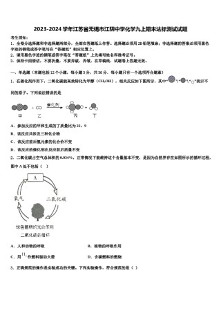 2023-2024学年江苏省无锡市江阴中学化学九上期末达标测试试题含解析.doc