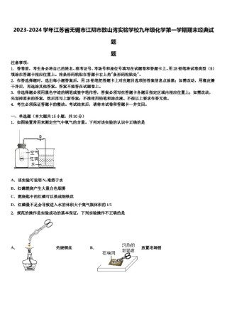 2023-2024学年江苏省无锡市江阴市敔山湾实验学校九年级化学第一学期期末经典试题含解析.doc