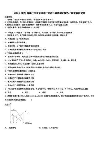 2023-2024学年江苏省无锡市江阴市长寿中学化学九上期末调研试题含解析.doc