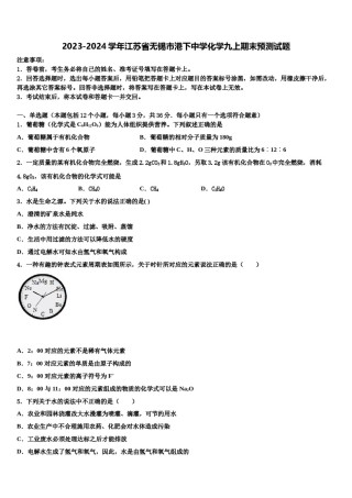 2023-2024学年江苏省无锡市港下中学化学九上期末预测试题含解析.doc