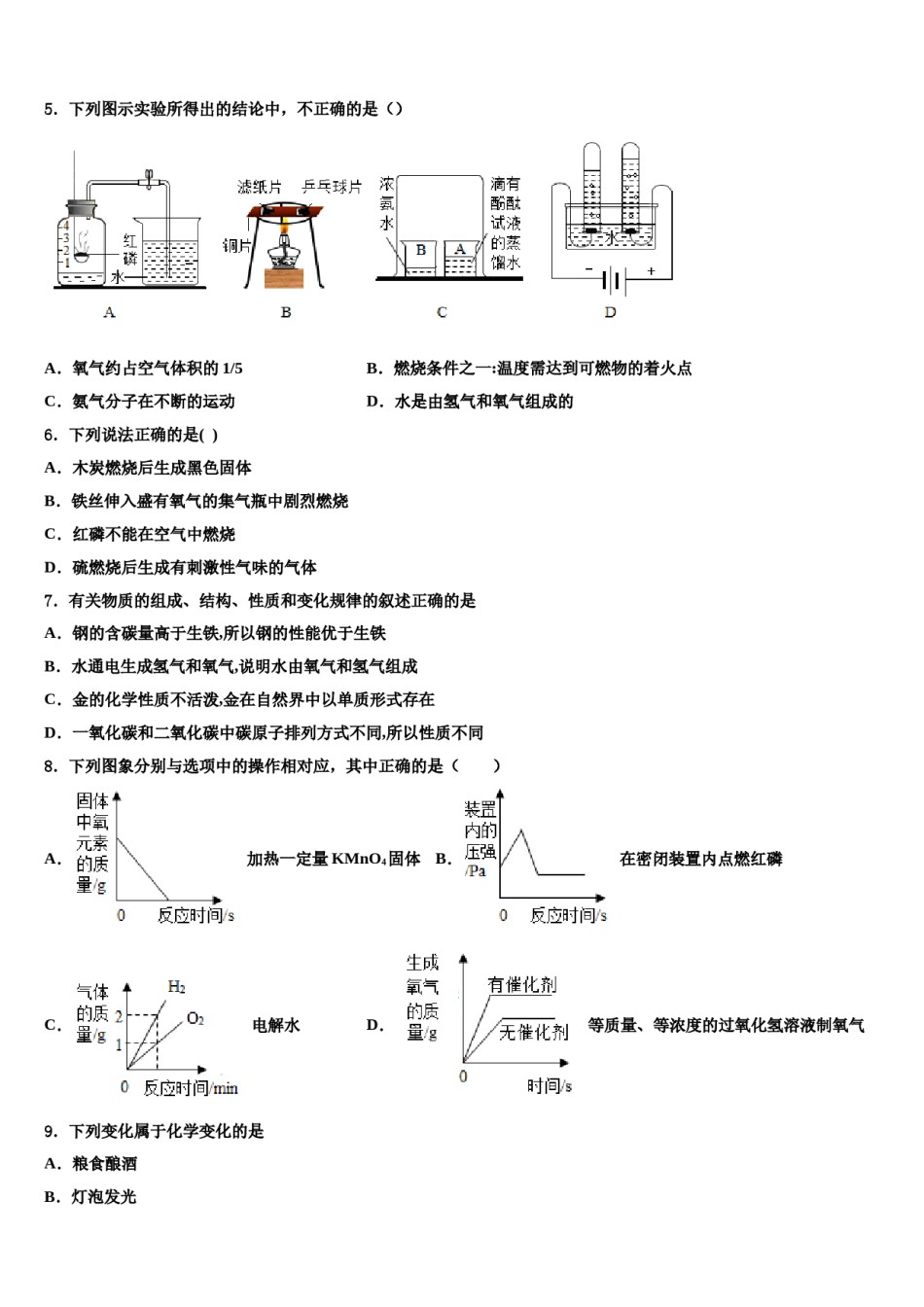 2023-2024学年江苏省无锡市省锡中学实验学校化学九上期末达标检测试题含解析.doc_第2页