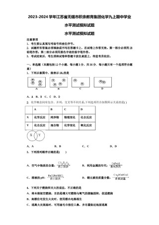 2023-2024学年江苏省无锡市积余教育集团化学九上期中学业水平测试模拟试题含解析.doc