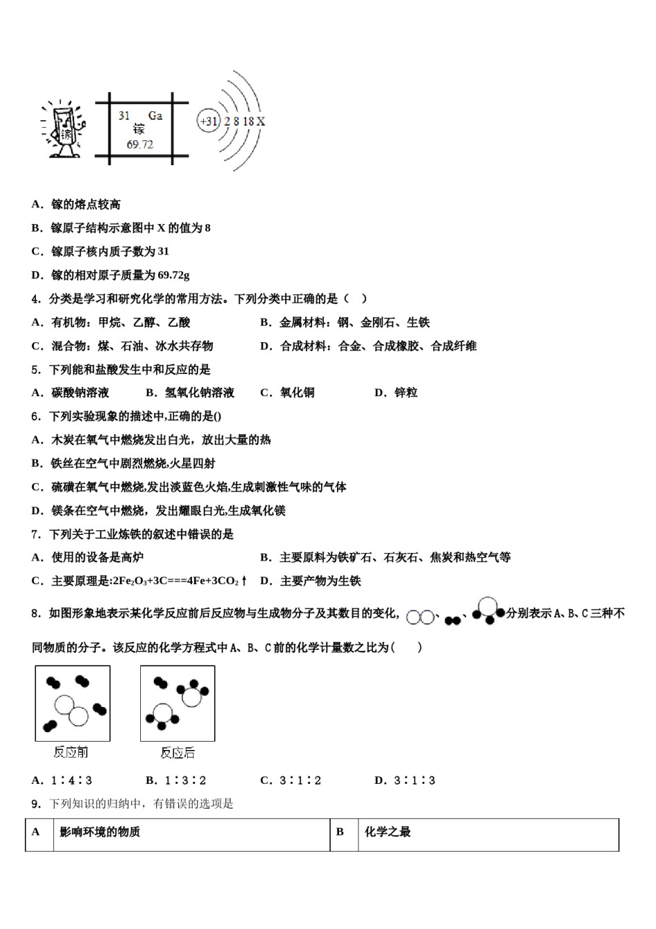 2023-2024学年江苏省无锡市羊尖中学九年级化学第一学期期末检测试题含解析.doc_第2页