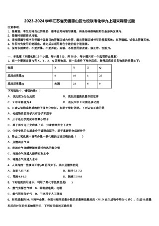 2023-2024学年江苏省无锡惠山区七校联考化学九上期末调研试题含解析.doc