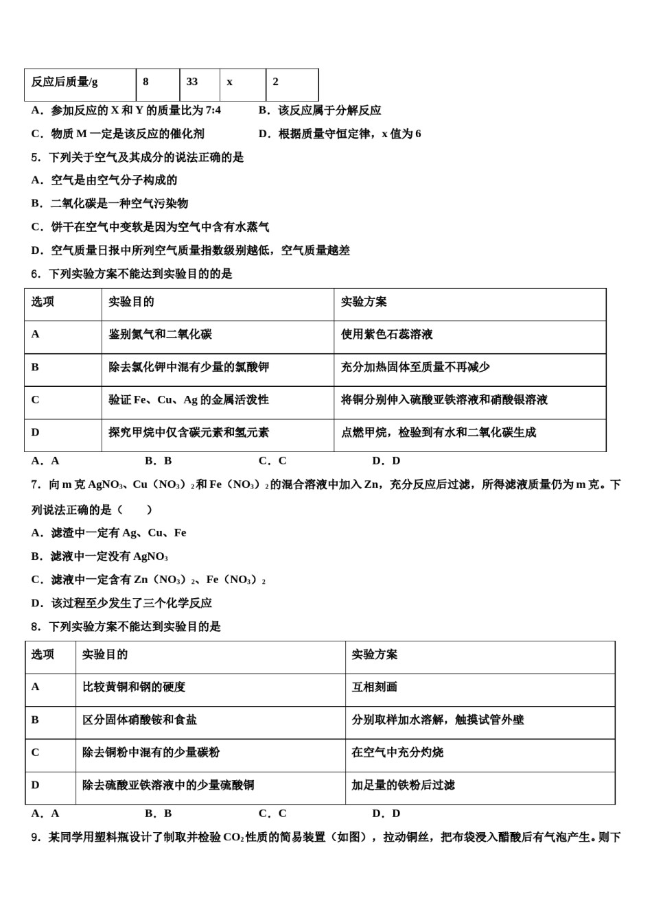 2023-2024学年江苏省无锡新区六校联考化学九年级第一学期期末综合测试试题含解析.doc_第2页