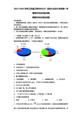 2023-2024学年江苏省江阴市华士片、澄东片化学九年级第一学期期中综合测试试题含解析.doc