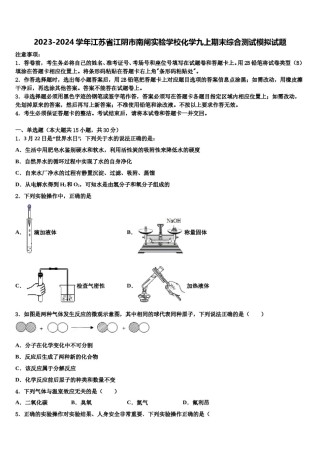 2023-2024学年江苏省江阴市南闸实验学校化学九上期末综合测试模拟试题含解析.doc