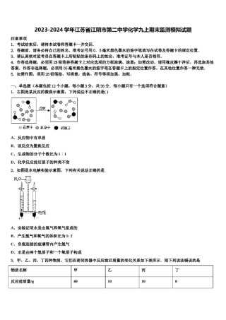 2023-2024学年江苏省江阴市第二中学化学九上期末监测模拟试题含解析.doc
