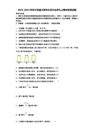2023-2024学年江苏省江阴市长泾片化学九上期中检测试题含解析.doc