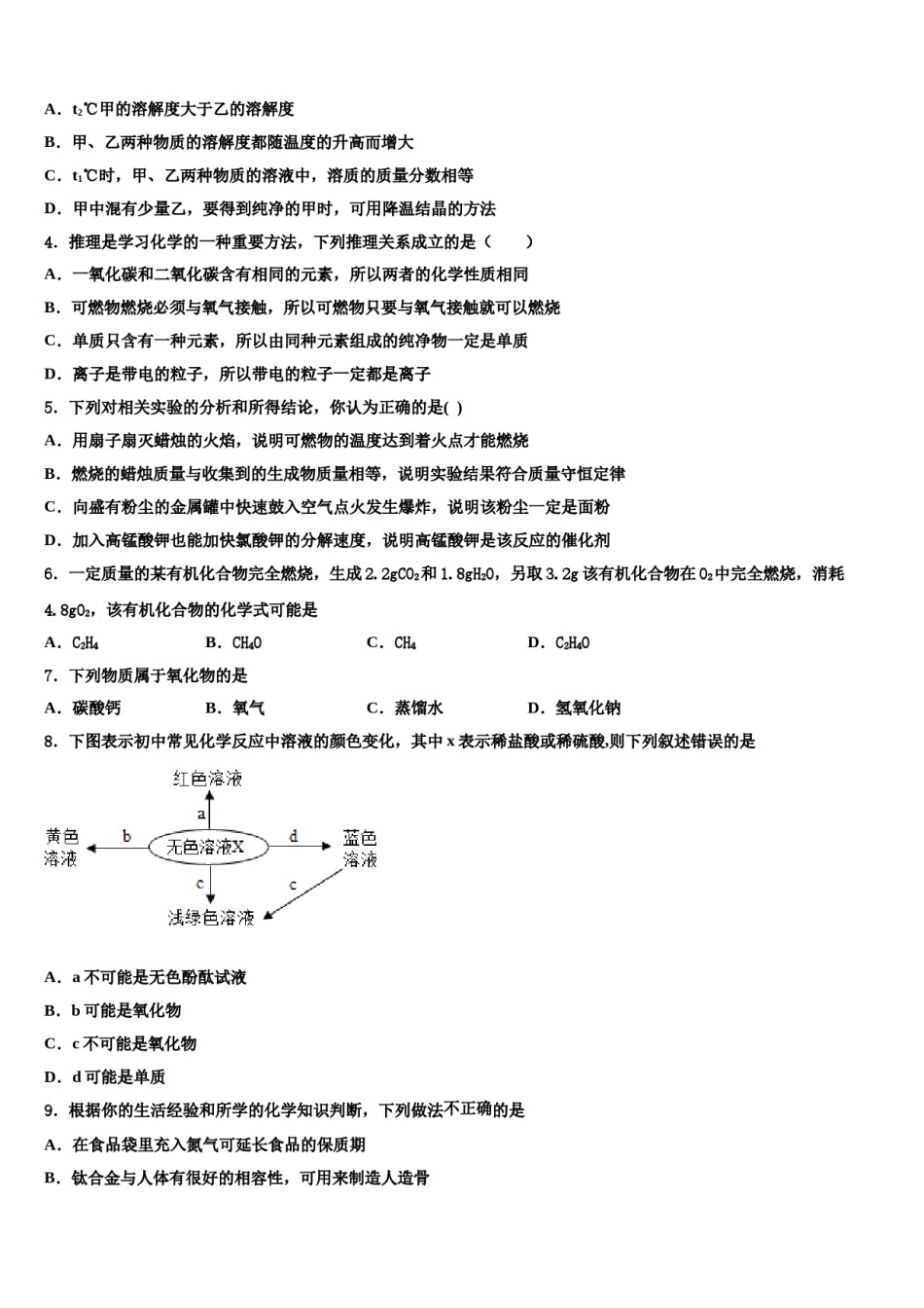 2023-2024学年江苏省泗阳县王集中学化学九年级第一学期期末监测模拟试题含解析.doc_第2页