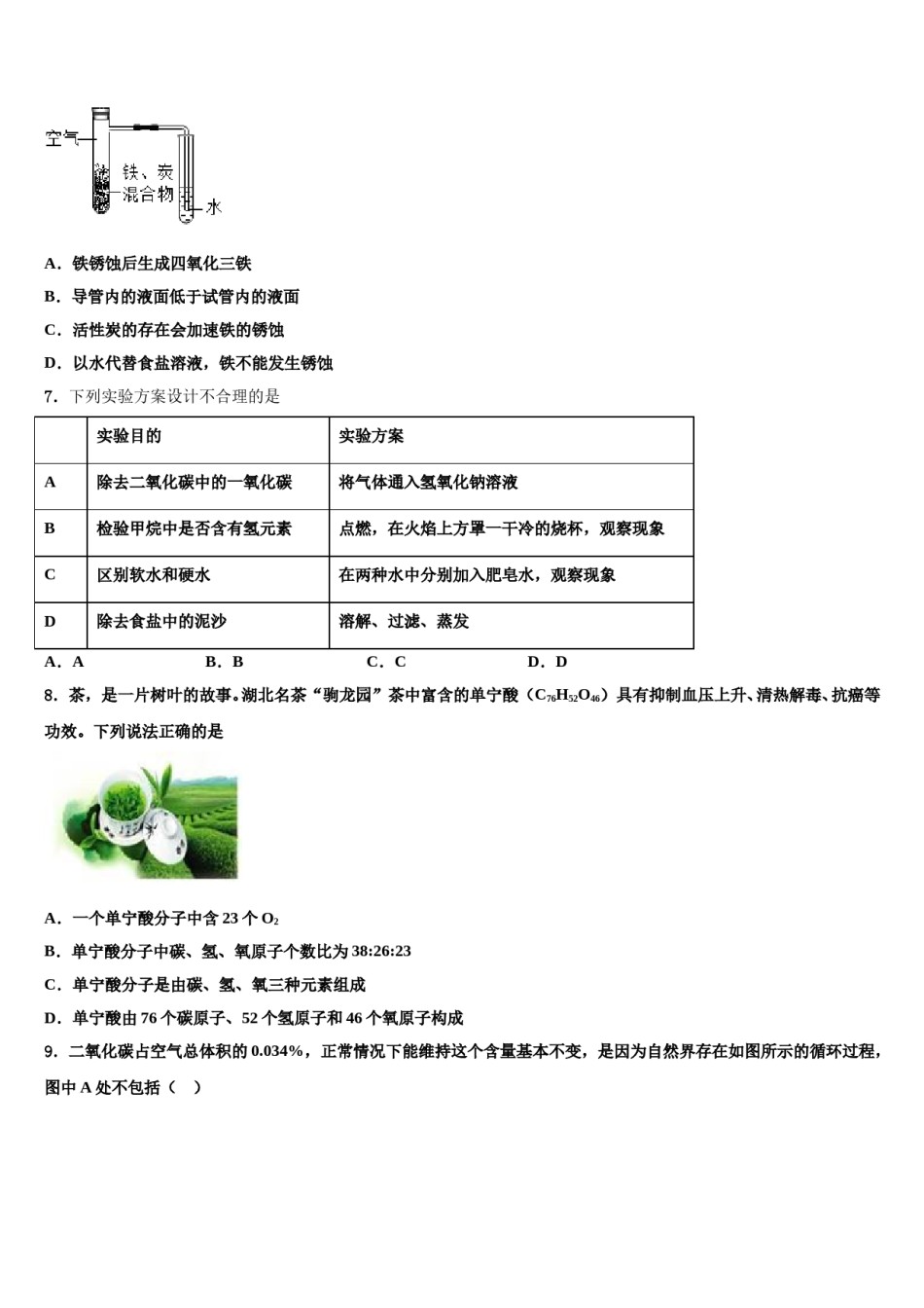 2023-2024学年江苏省泰兴市黄桥中学化学九上期末统考模拟试题含解析.doc_第2页
