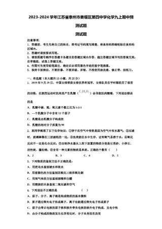 2023-2024学年江苏省泰州市姜堰区第四中学化学九上期中预测试题含解析.doc
