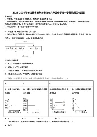 2023-2024学年江苏省泰州市泰兴市九年级化学第一学期期末联考试题含解析.doc