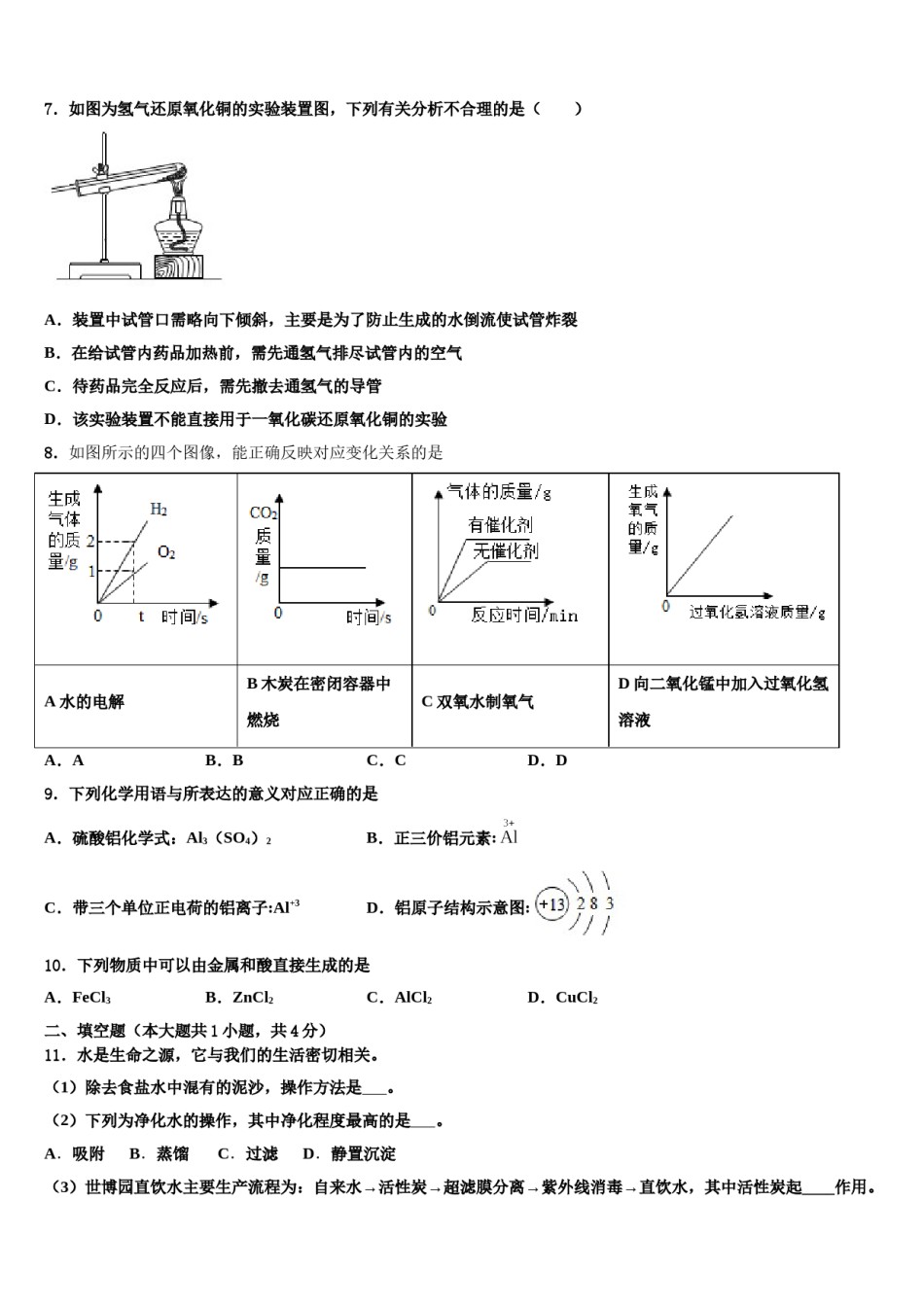 2023-2024学年江苏省泰州市靖江市实验学校化学九年级第一学期期末达标检测试题含解析.doc_第3页