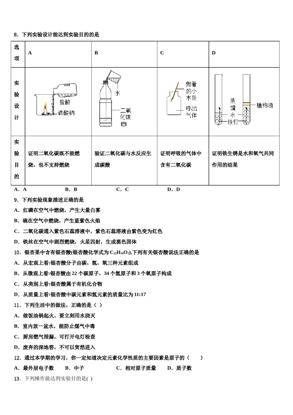 2023-2024学年江苏省海门市城北初级中学化学九年级第一学期期末质量跟踪监视试题含解析.doc_第3页