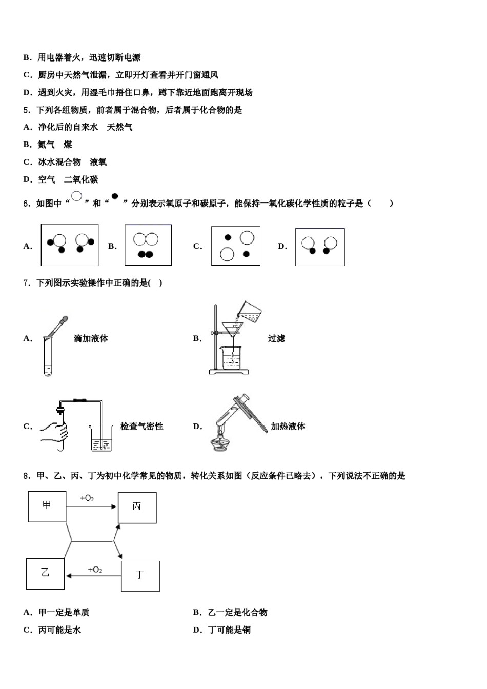 2023-2024学年江苏省淮安市三树镇蒋集九一贯制学校化学九上期末综合测试试题含解析.doc_第2页