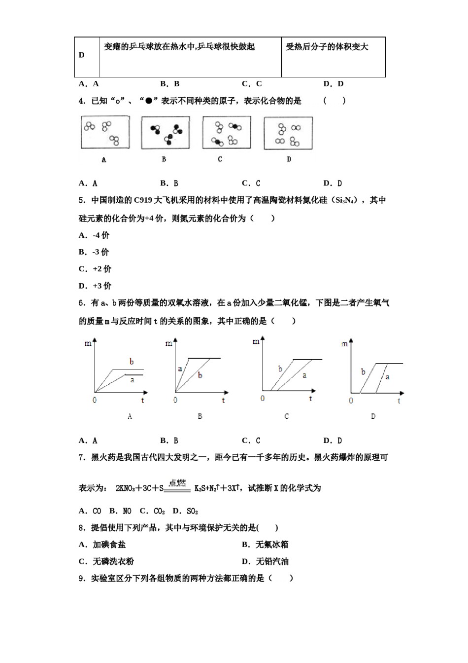 2023-2024学年江苏省淮安市八校联考九年级化学第一学期期中统考试题含解析.doc_第2页
