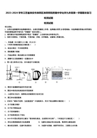 2023-2024学年江苏省淮安市淮阴区淮阴师院附属中学化学九年级第一学期期末复习检测试题含解析.doc