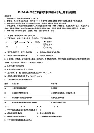 2023-2024学年江苏省淮安市盱眙县化学九上期末检测试题含解析.doc