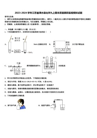 2023-2024学年江苏省溧水县化学九上期末质量跟踪监视模拟试题含解析.doc