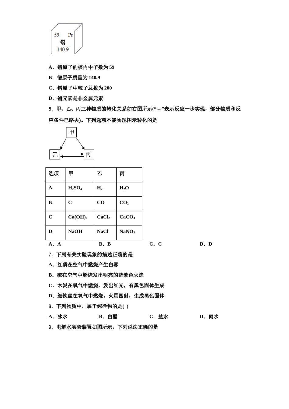 2023-2024学年江苏省灌云县化学九年级第一学期期中学业质量监测模拟试题含解析.doc_第2页